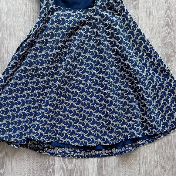 Zara Basic XS Embroidered Blue & Gray Backless Fit & Flare Dress - Picture 5 of 11